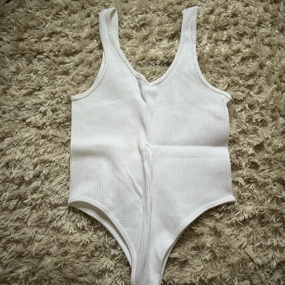 Pink Rose White Ribbed Kids One-Piece Bodysuit